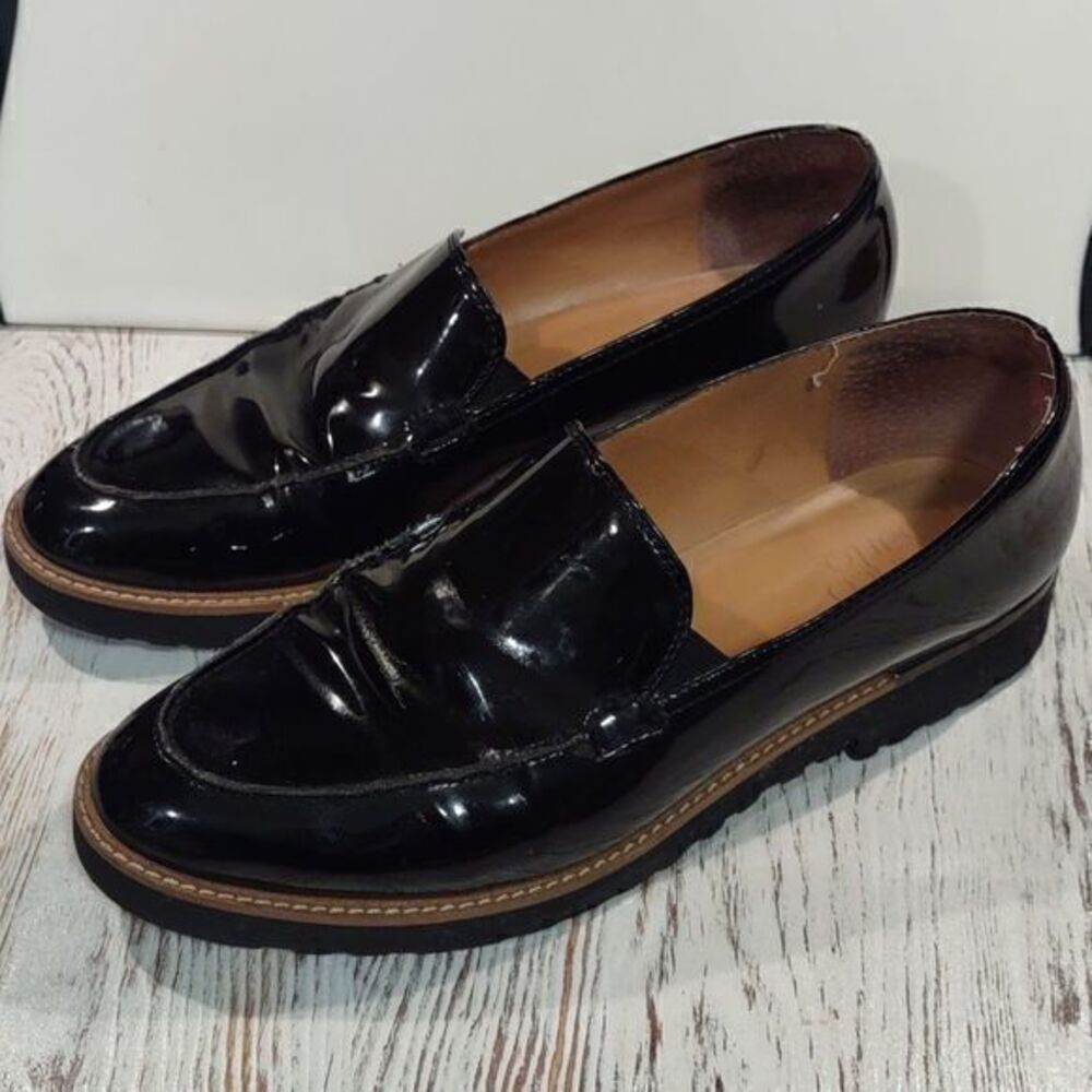 Franco Sarto Cypress Womens Black Patent Leather Shoes Sz‎ 8.5M